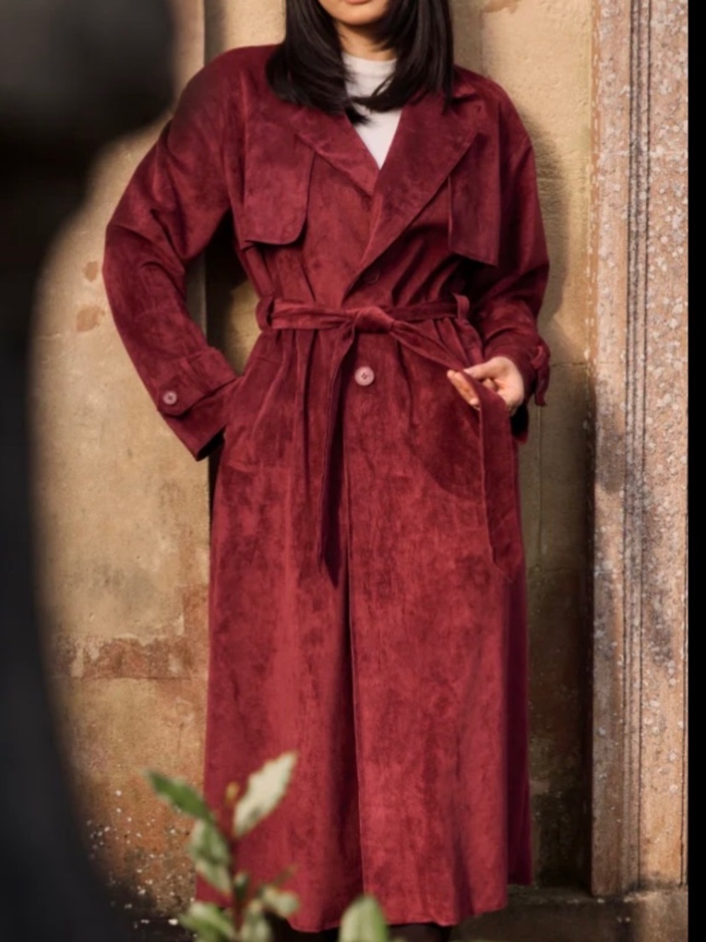 Red suede coat